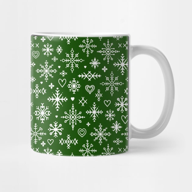 White and green scandinavian snowflakes by LaPetiteBelette